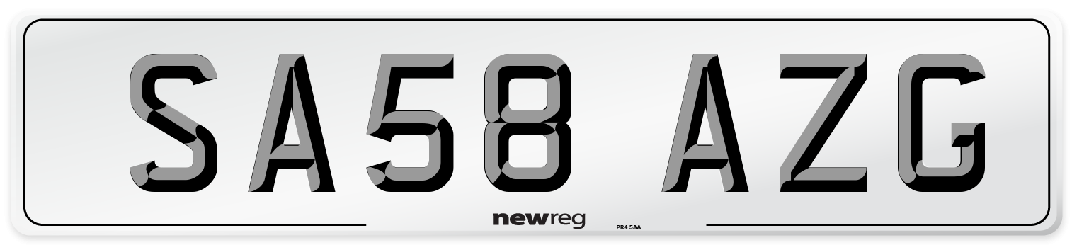 SA58 AZG Number Plate from New Reg